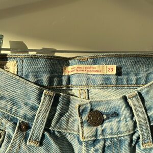 Levi's Light Blue Denim Jeans with Tan Leather Patch